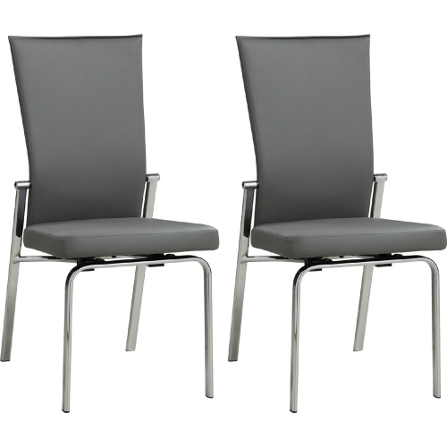 Molly Motion Back Dining Chair in Gray Leatherette & Chrome (Set of 2)